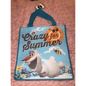 Disney Store Reusable Shopping Tote Snowman Sack Carry Bag Frozen Olaf In Summer